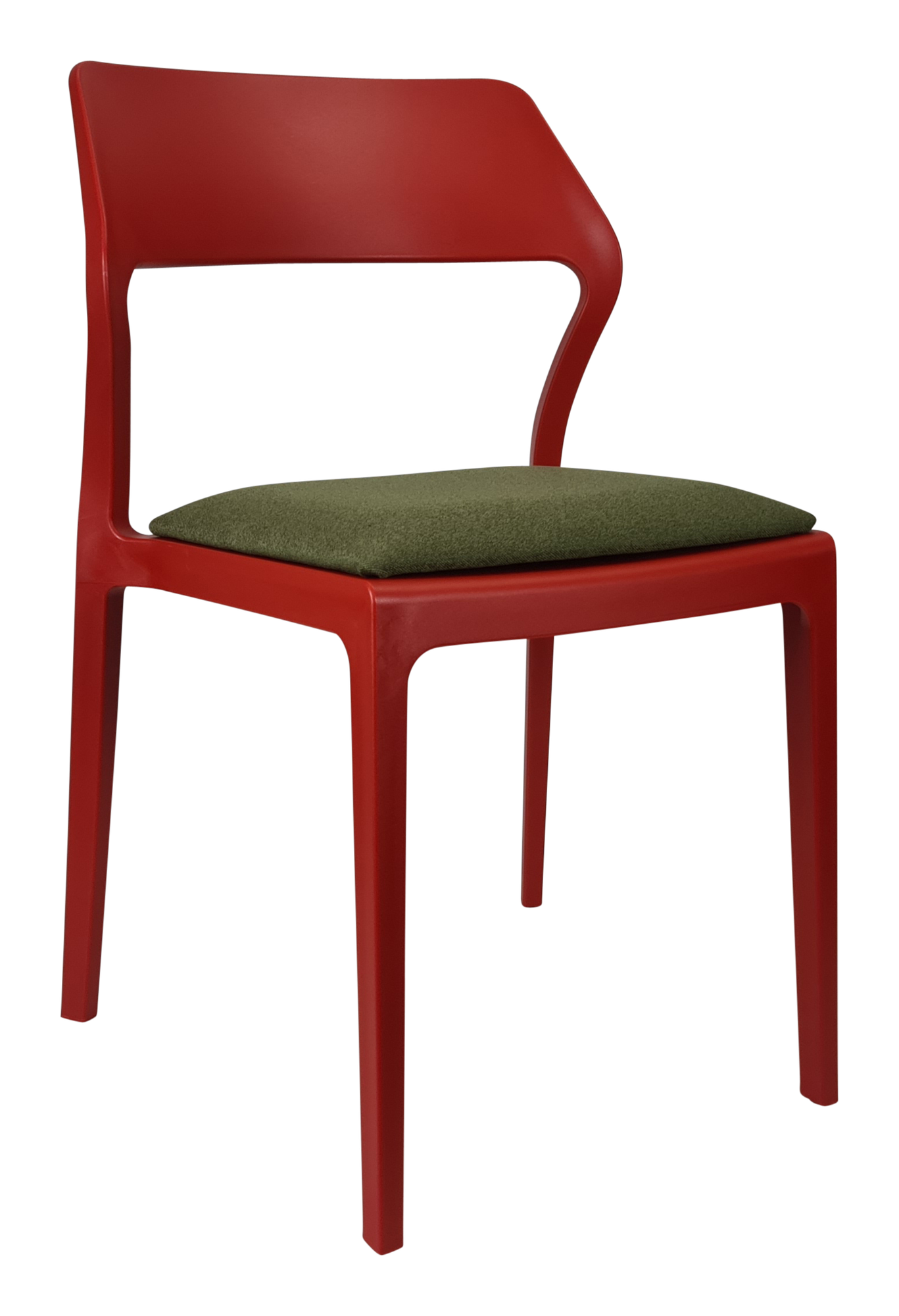Siesta Snow Chair - Red with Olive Green Fabric Cushion