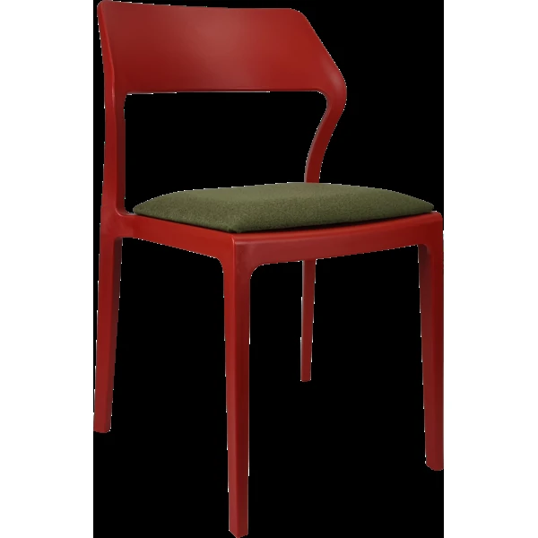 Siesta Snow Chair - Red with Olive Green Fabric Cushion