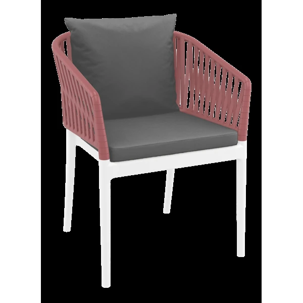 Siesta Portofino Armchair - White/Marsala with Dark Grey Cushions