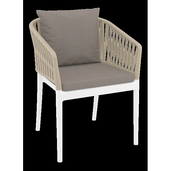 Siesta Portofino Armchair - White/Taupe with Light Brown Cushions