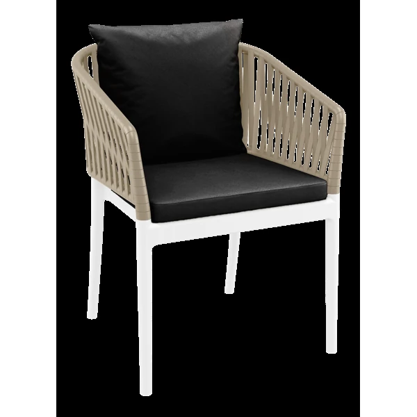 Siesta Portofino Armchair - White/Taupe with Black Cushions