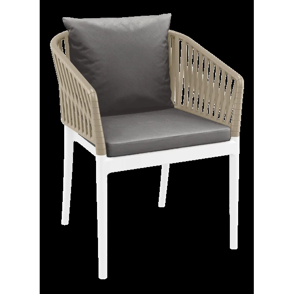 Siesta Portofino Armchair - White/Taupe with Dark Grey Cushions