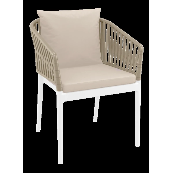 Siesta Portofino Armchair - White/Taupe with Beige Cushions
