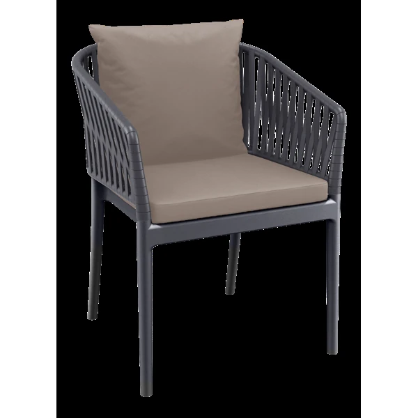 Siesta Portofino Armchair - Dark Grey with Light Brown Cushions