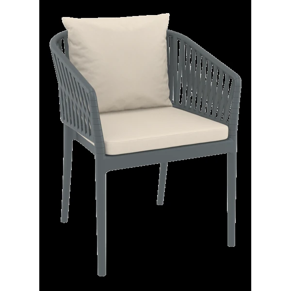 Siesta Portofino Armchair - Dark Grey with Beige Cushions