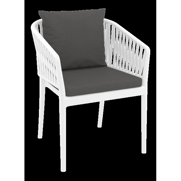 Siesta Portofino Armchair - White with Dark Grey Cushions