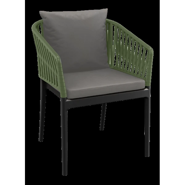 Siesta Portofino Armchair - Black/Olive Green with Dark Grey Cushions