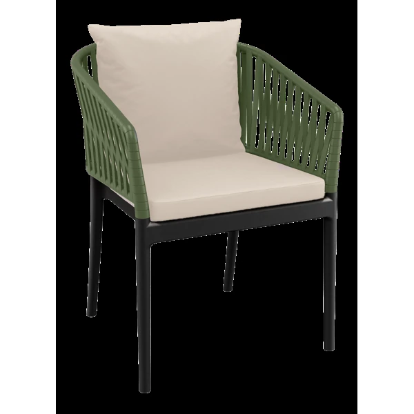 Siesta Portofino Armchair - Black/Olive Green with Beige Cushions