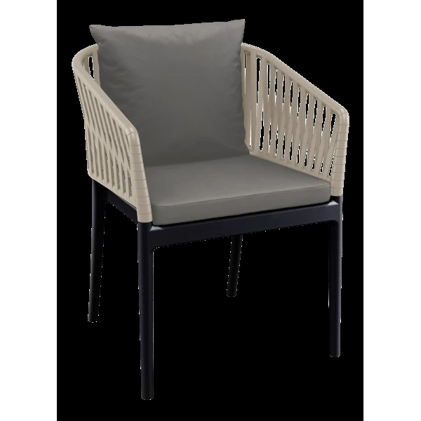 Siesta Portofino Armchair - Black/Taupe with Dark Grey Cushions