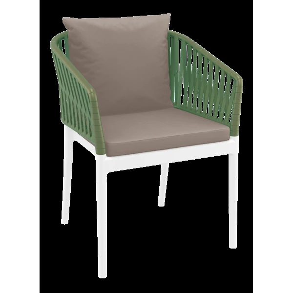 Siesta Portofino Armchair - White/Olive Green with Light Brown Cushions
