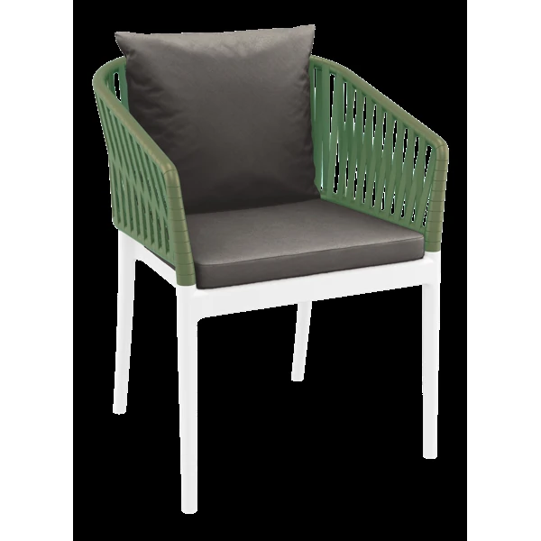 Siesta Portofino Armchair - White/Olive Green with Dark Grey Cushions