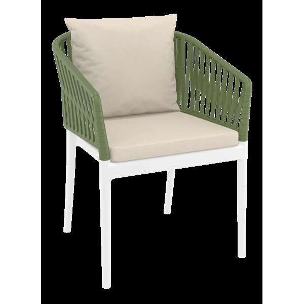 Siesta Portofino Armchair - White/Olive Green with Beige Cushions