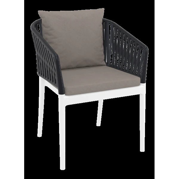Siesta Portofino Armchair - White/Black with Light Brown Cushions