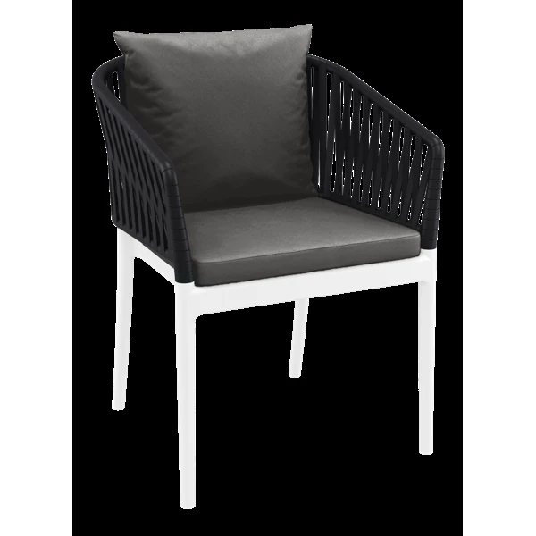 Siesta Portofino Armchair - White/Black with Dark Grey Cushions