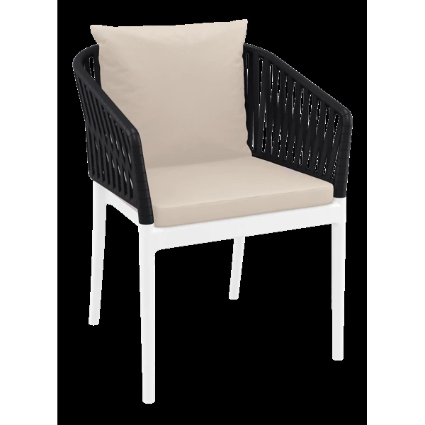 Siesta Portofino Armchair - White/Black with Beige Cushions