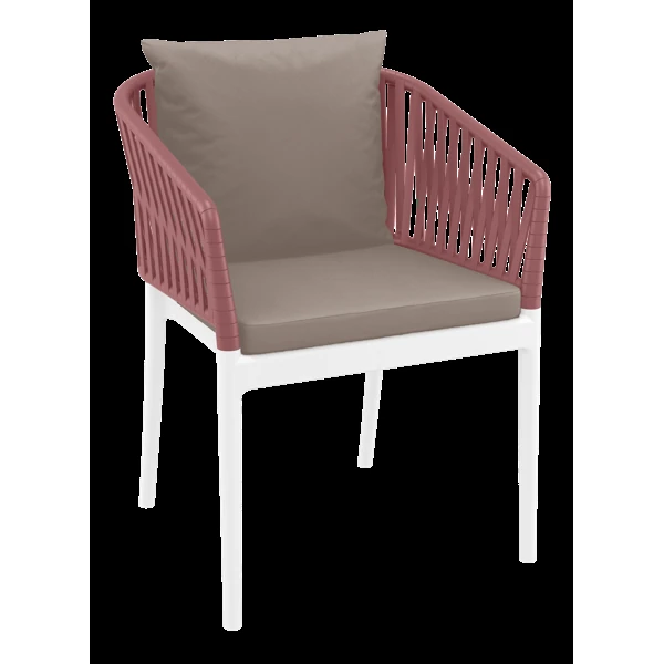 Siesta Portofino Armchair - White/Marsala with Light Brown Cushions