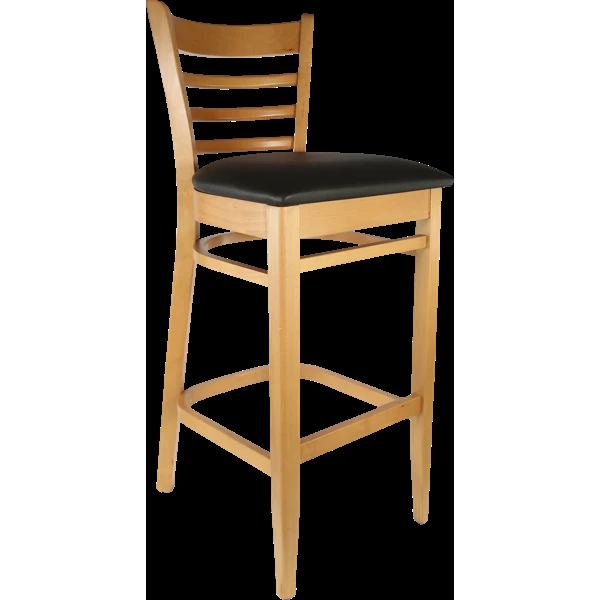 Durafurn Florence Barstool - Natural - Black Vinyl Seat (Black)