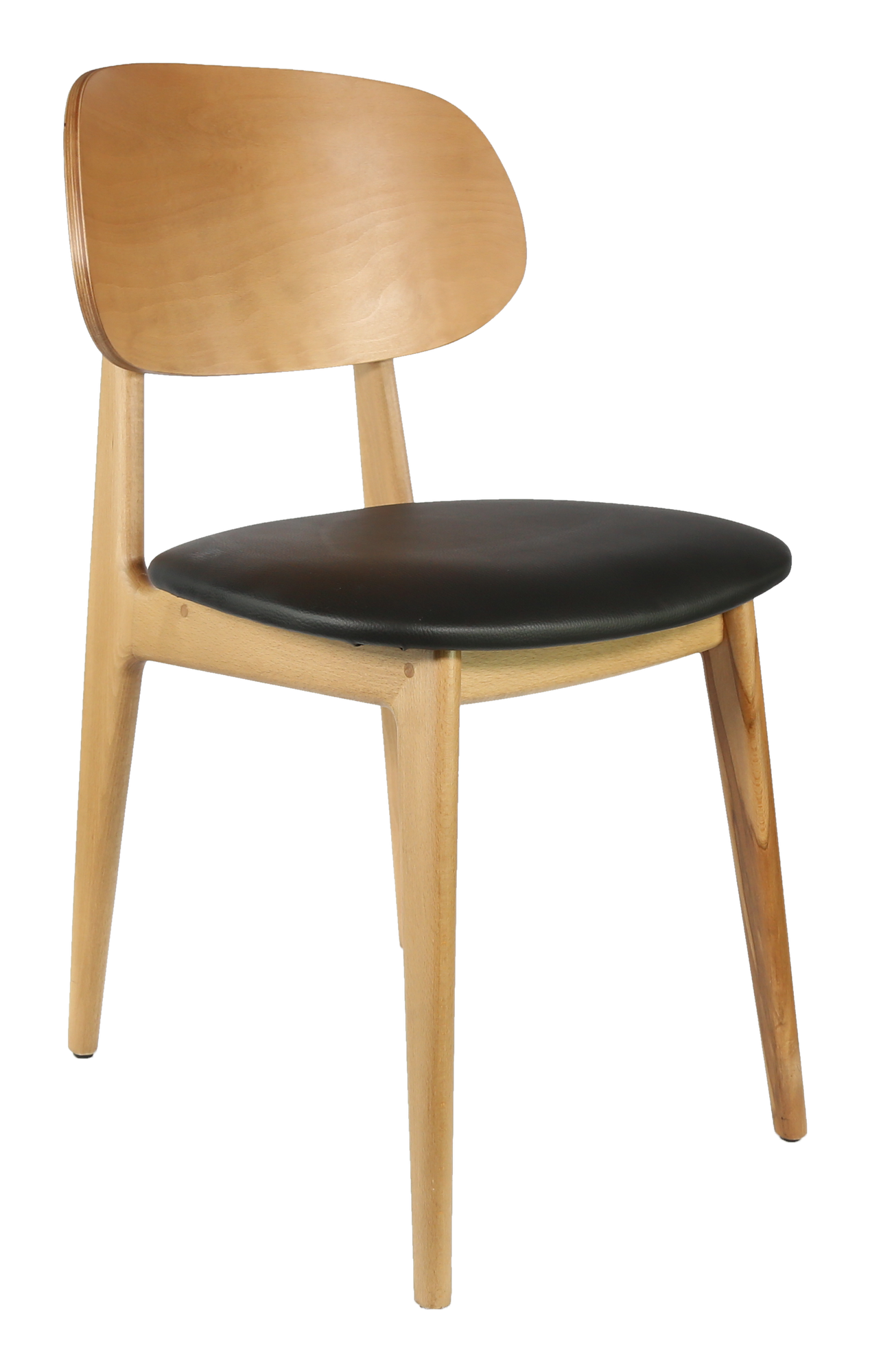 Durafurn Ban Chair - Black Dolaro Vinyl Seat - Trojan Oak Frame