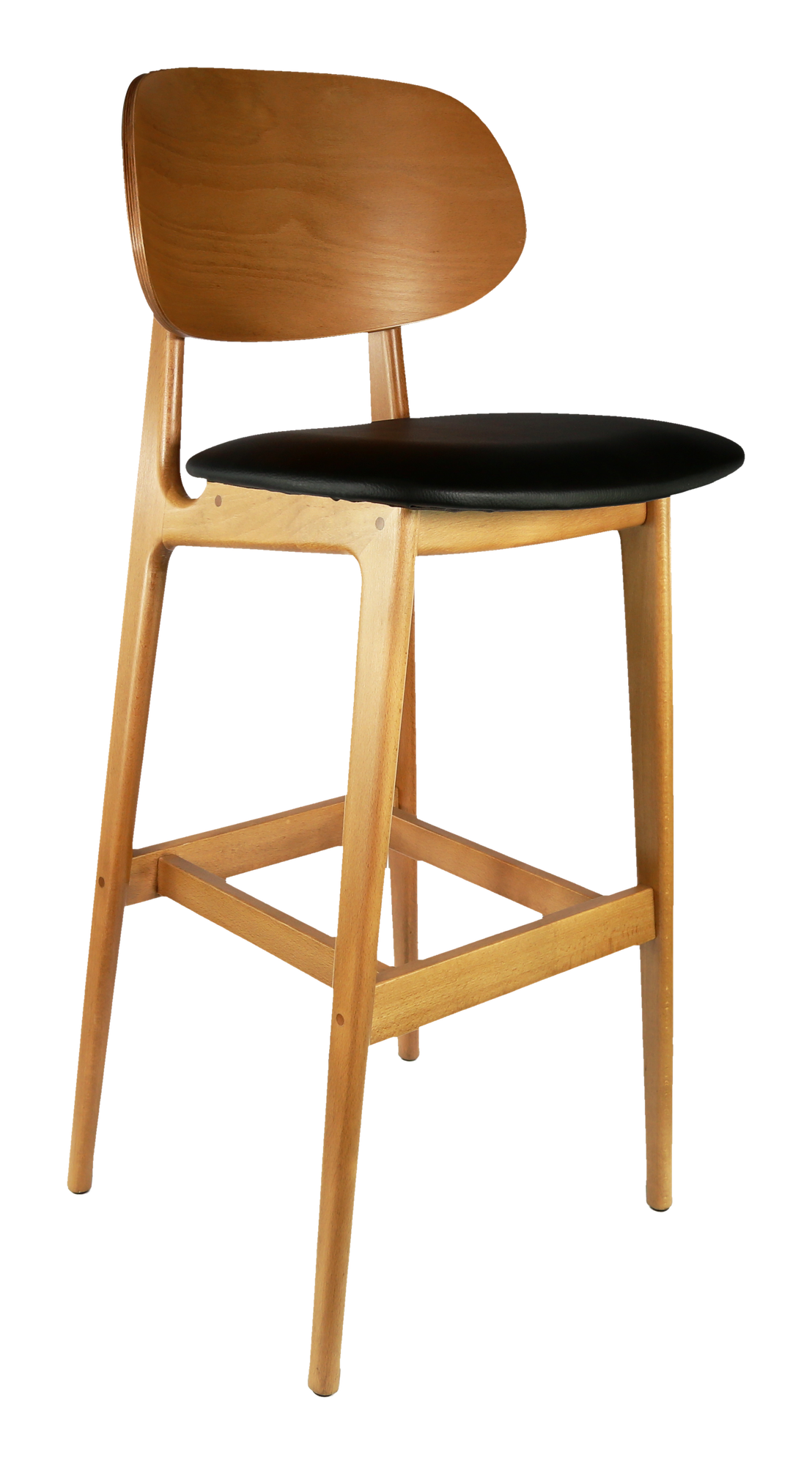 Durafurn Ban Barstool - Black Dolaro Vinyl Seat - Trojan Oak Frame
