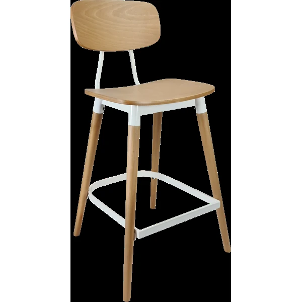 Durafurn Felix Barstool - Ply Seat - Lancaster Oak - White Frame