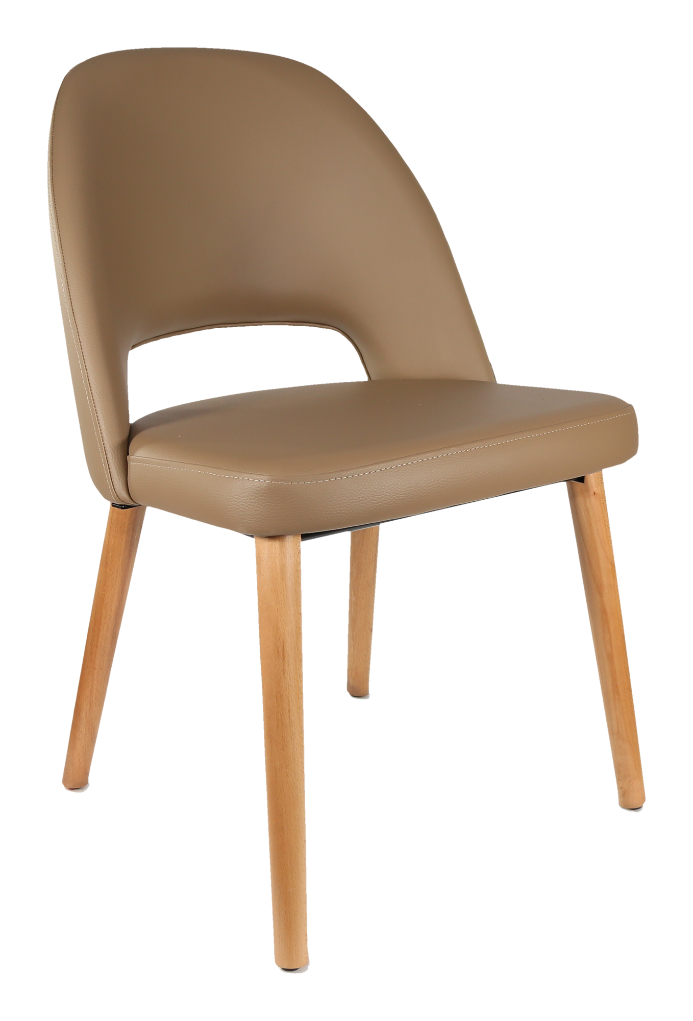 Durafurn Semifreddo Chair - Trojan Oak Legs/Taupe Vinyl