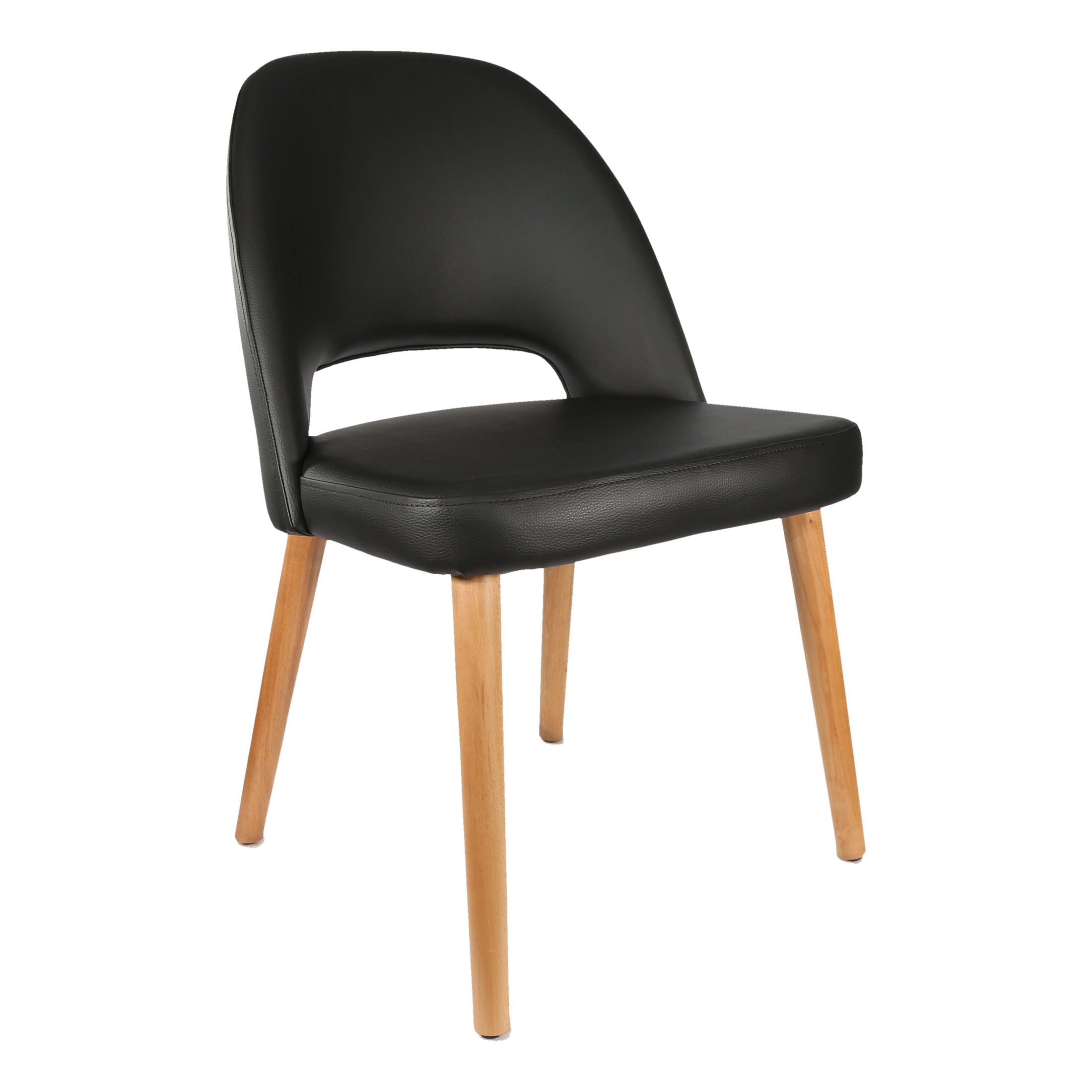 Durafurn Semifreddo Chair - Trojan Oak Legs/Black Vinyl