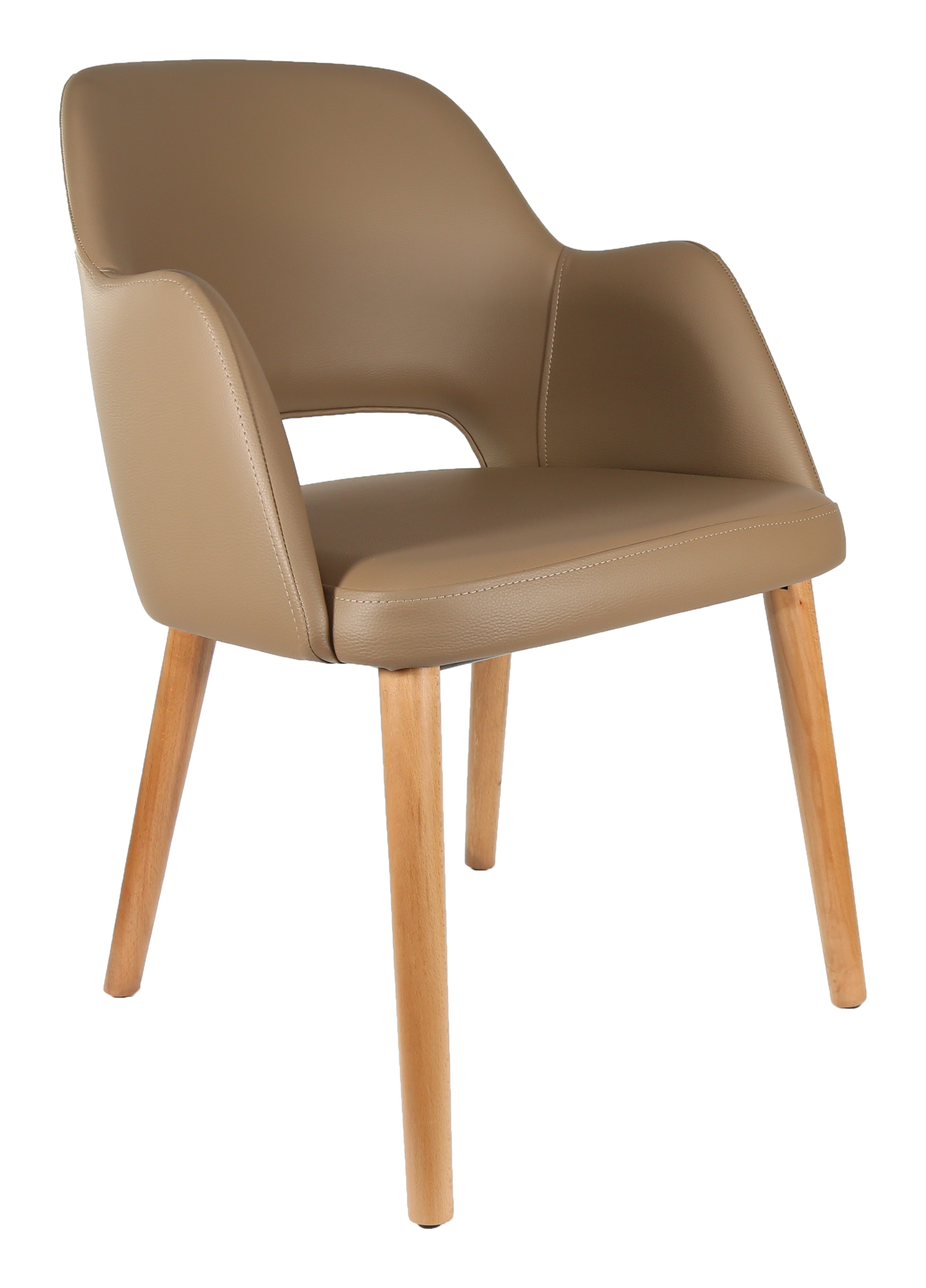 Durafurn Sorbet Chair - Trojan Oak Legs/Taupe Vinyl