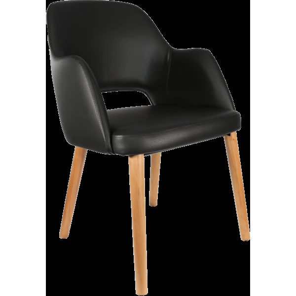 Durafurn Sorbet Chair- Trojan Oak Legs/Black Vinyl
