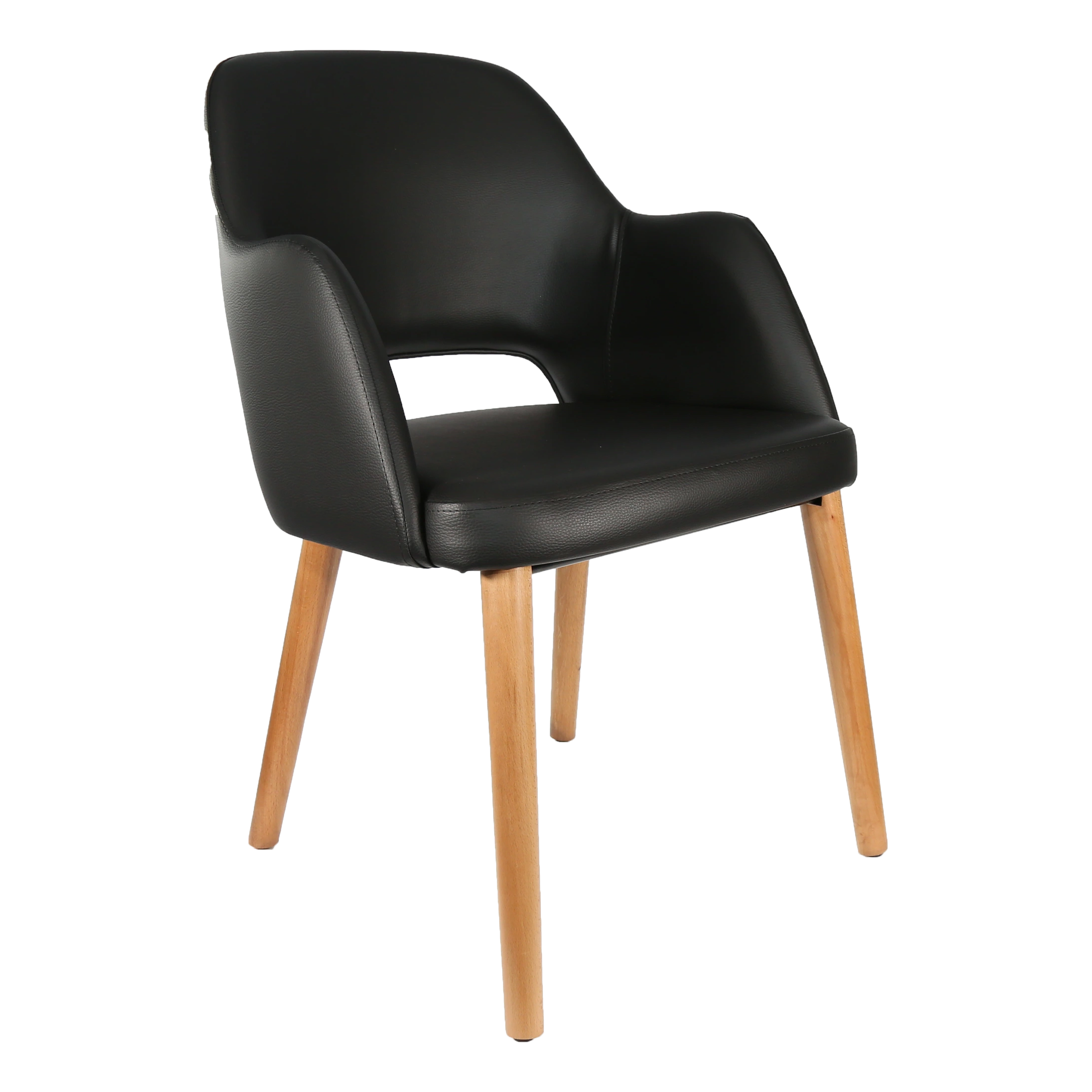 Durafurn Sorbet Chair- Trojan Oak Legs/Black Vinyl