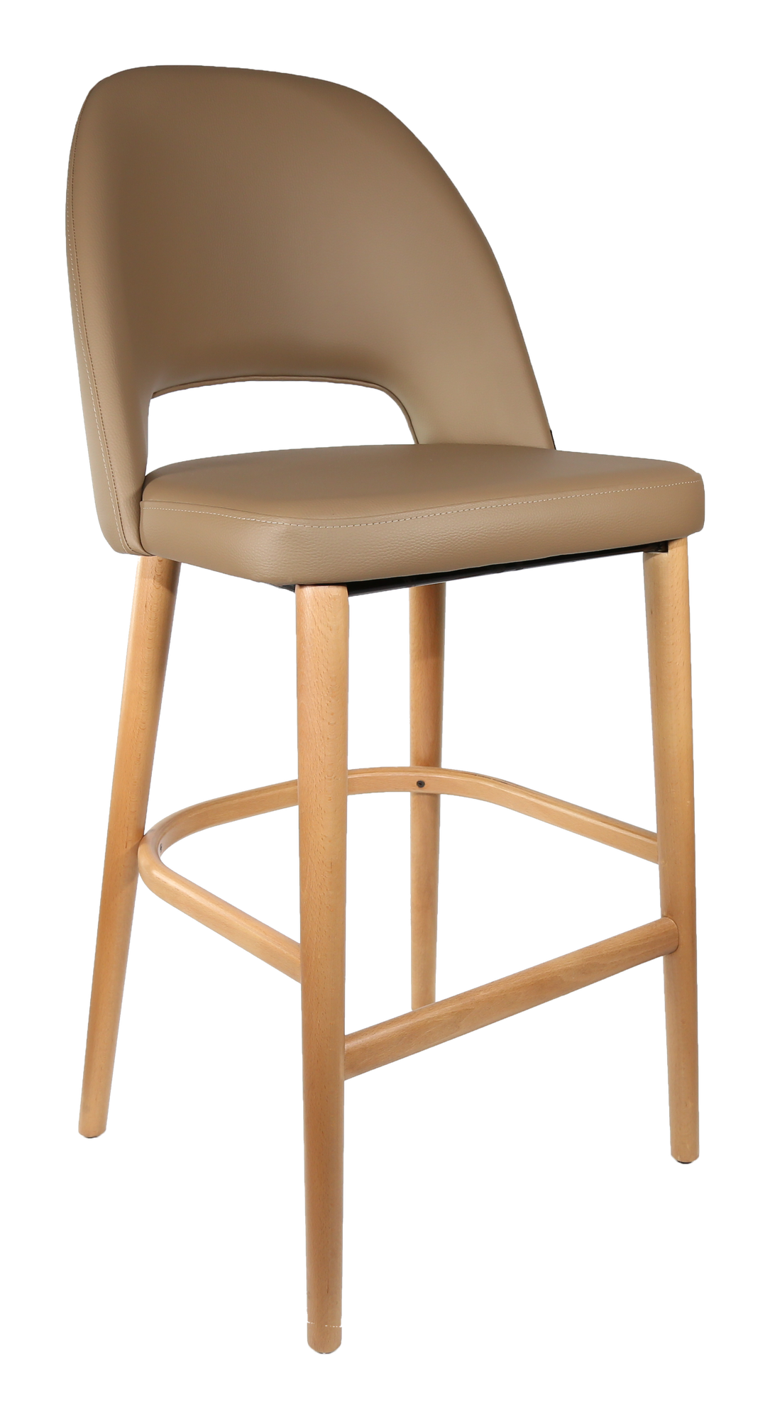 Durafurn Semifreddo Stool - Trojan Oak Legs/Taupe Vinyl
