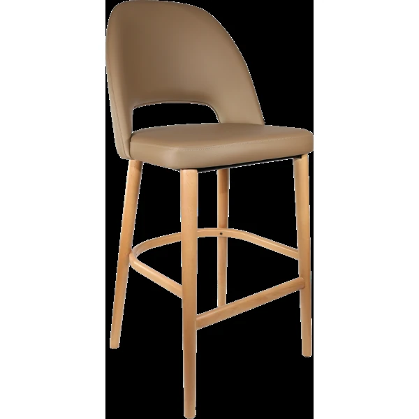 Durafurn Semifreddo Stool - Trojan Oak Legs/Taupe Vinyl