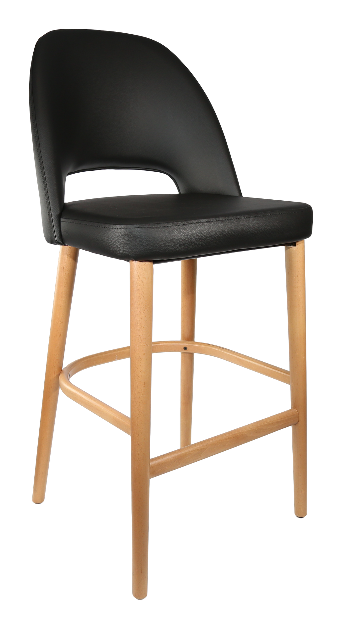 Durafurn Semifreddo Stool - Trojan Oak Legs/Black Vinyl