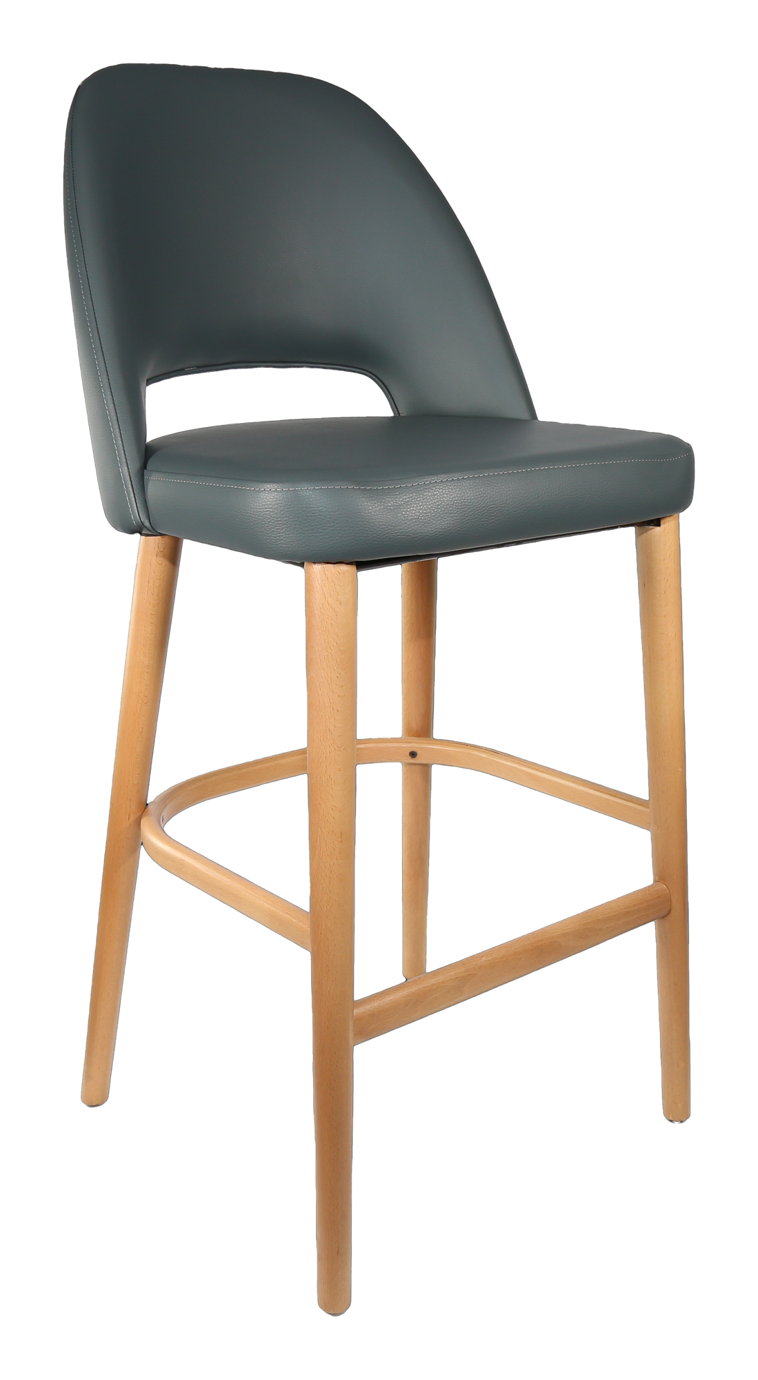 Durafurn Semifreddo Stool - Trojan Oak Legs/Anthracite Vinyl