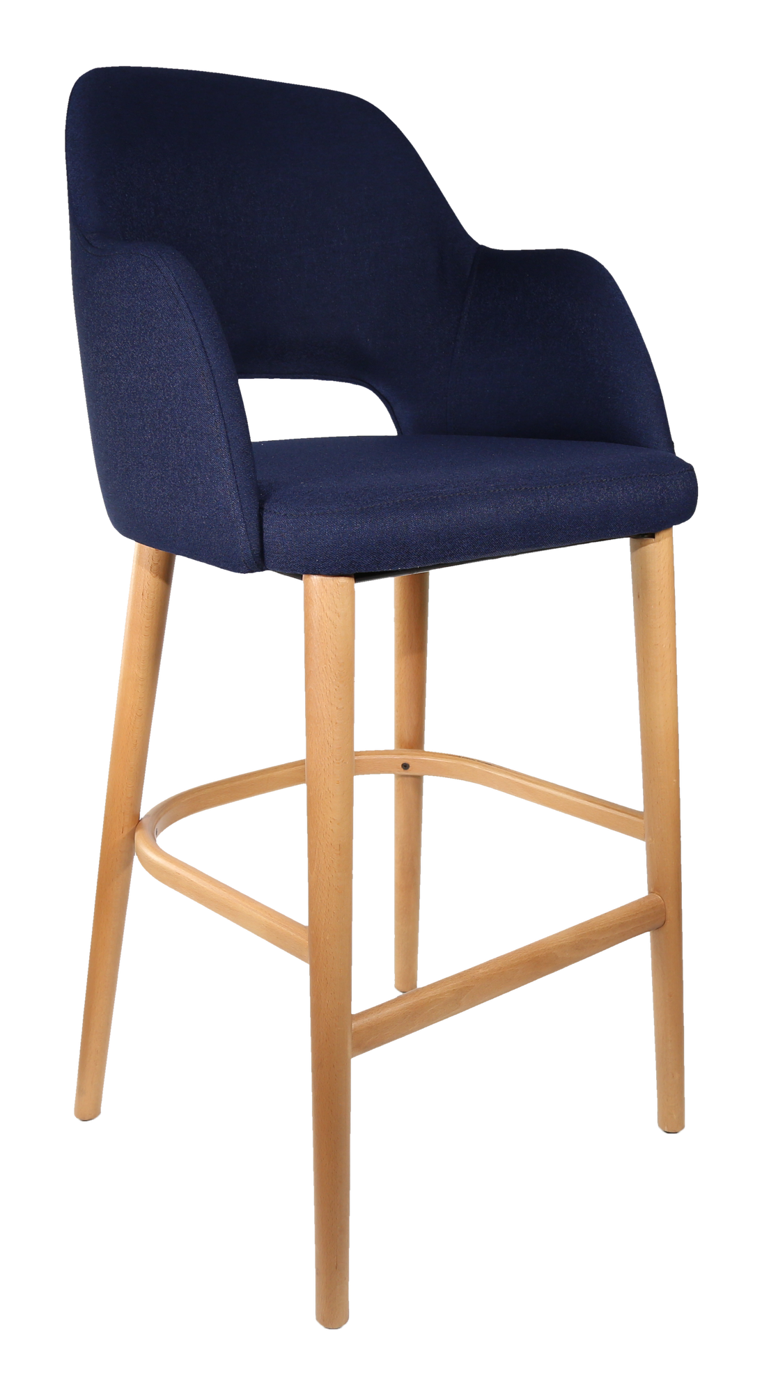 Durafurn Sorbet Stool - Trojan Oak Legs/Navy Woven Fabric