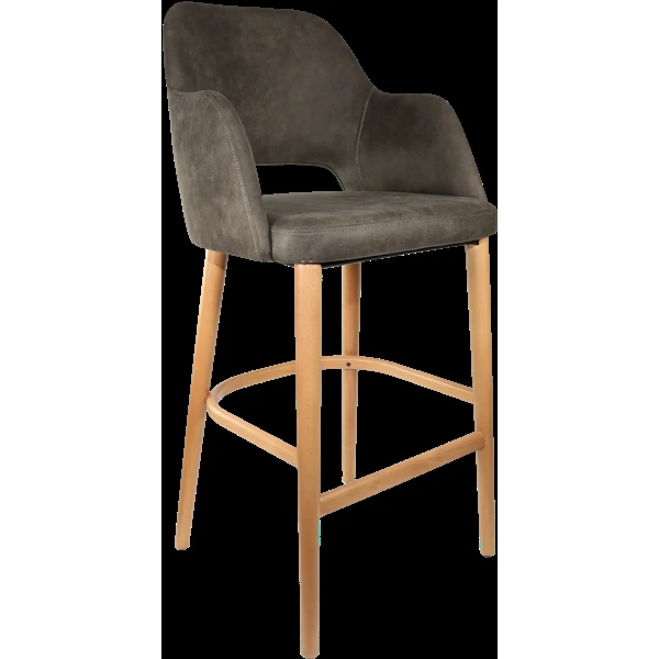 Durafurn Sorbet Stool - Trojan Oak Legs/Charcoal Premium Vinyl
