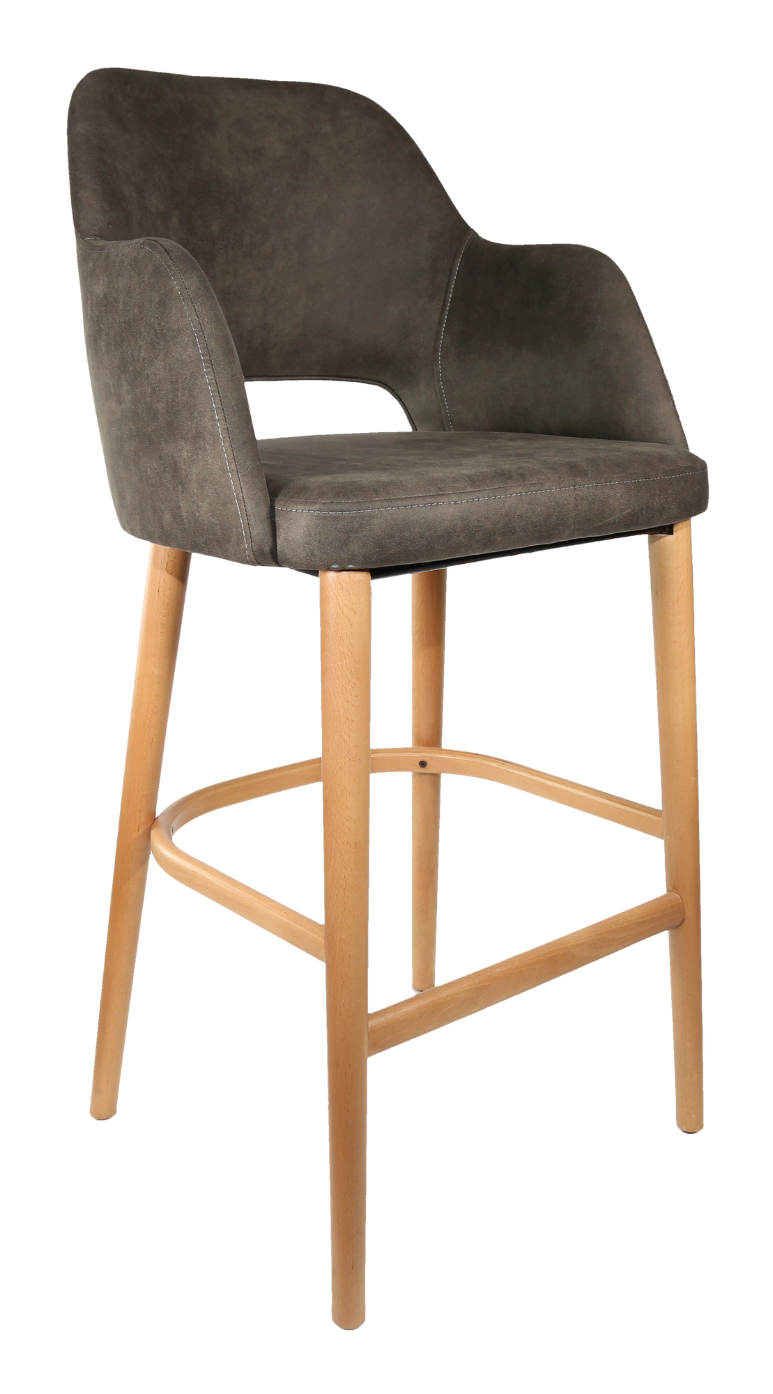 Durafurn Sorbet Stool - Trojan Oak Legs/Charcoal Premium Vinyl