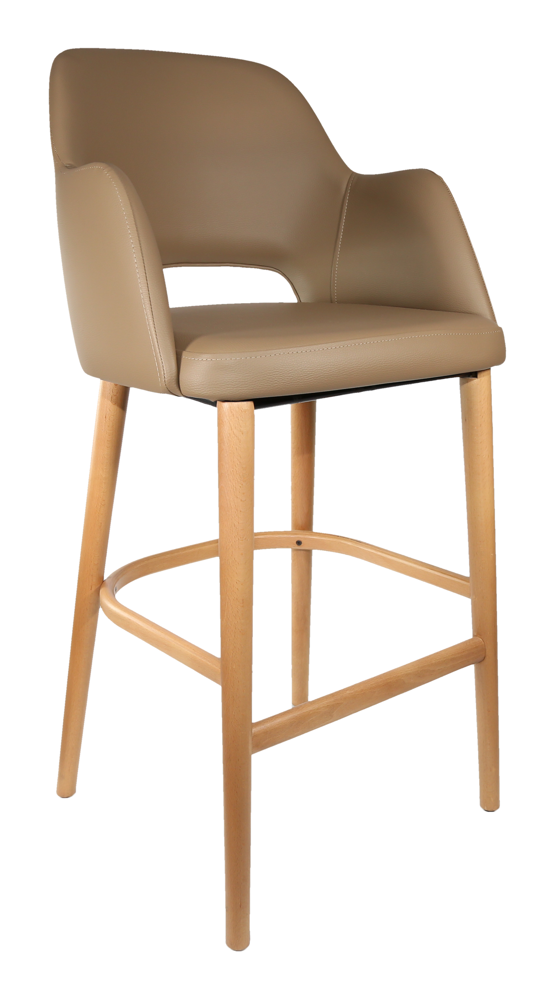 Durafurn Sorbet Stool - Trojan Oak Legs/Taupe Vinyl