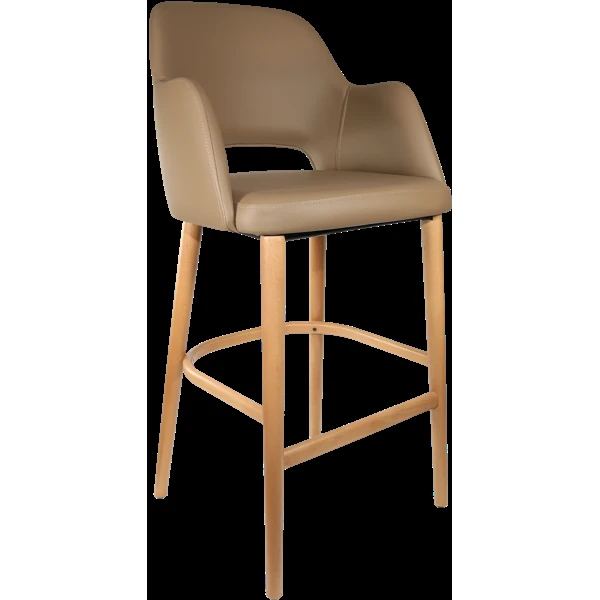 Durafurn Sorbet Stool - Trojan Oak Legs/Taupe Vinyl