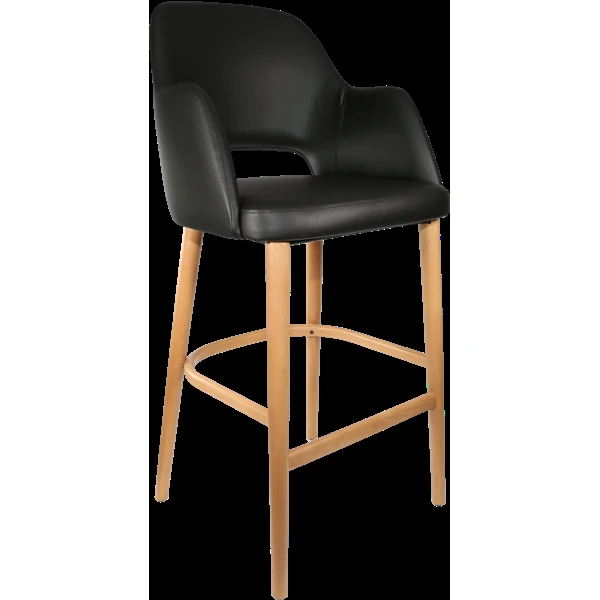 Durafurn Sorbet Stool - Trojan Oak Legs/Black Vinyl