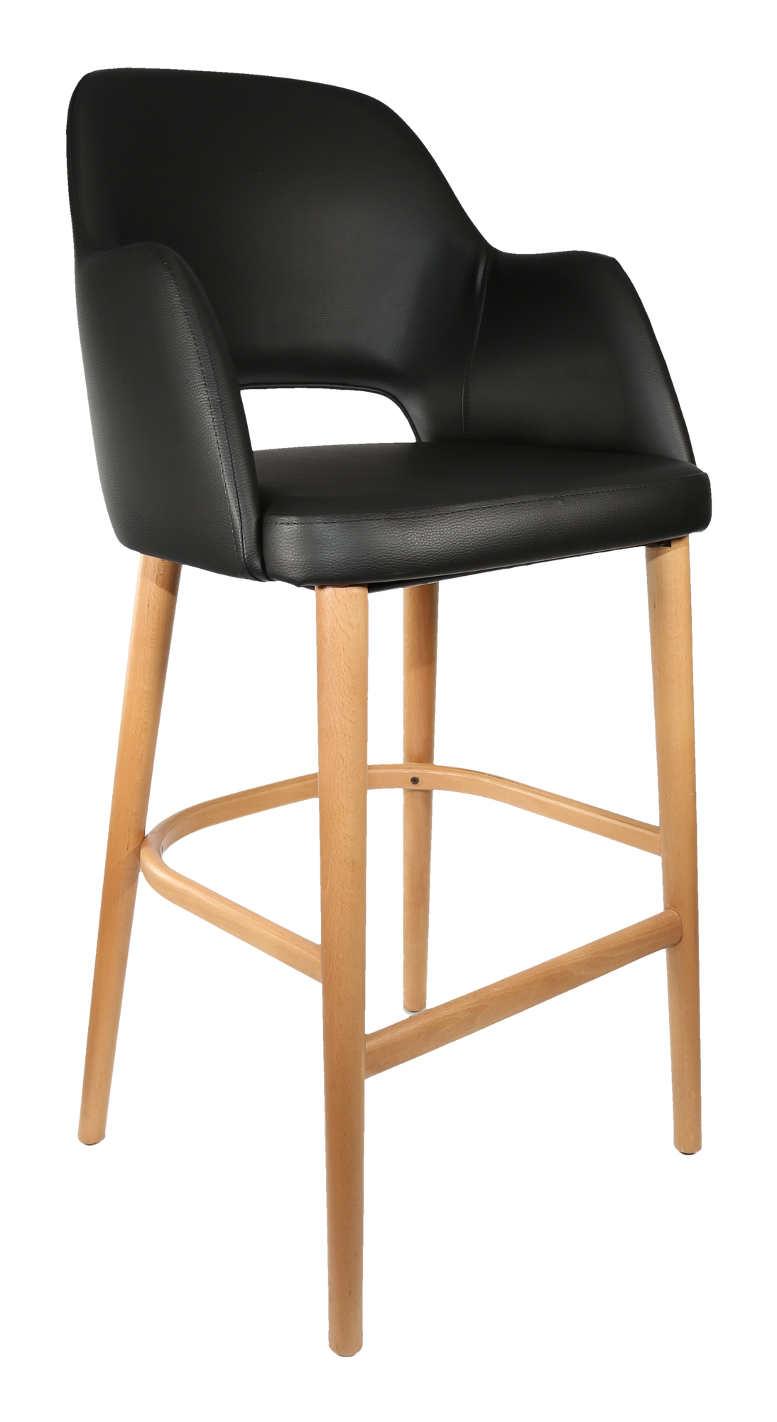Durafurn Sorbet Stool - Trojan Oak Legs/Black Vinyl