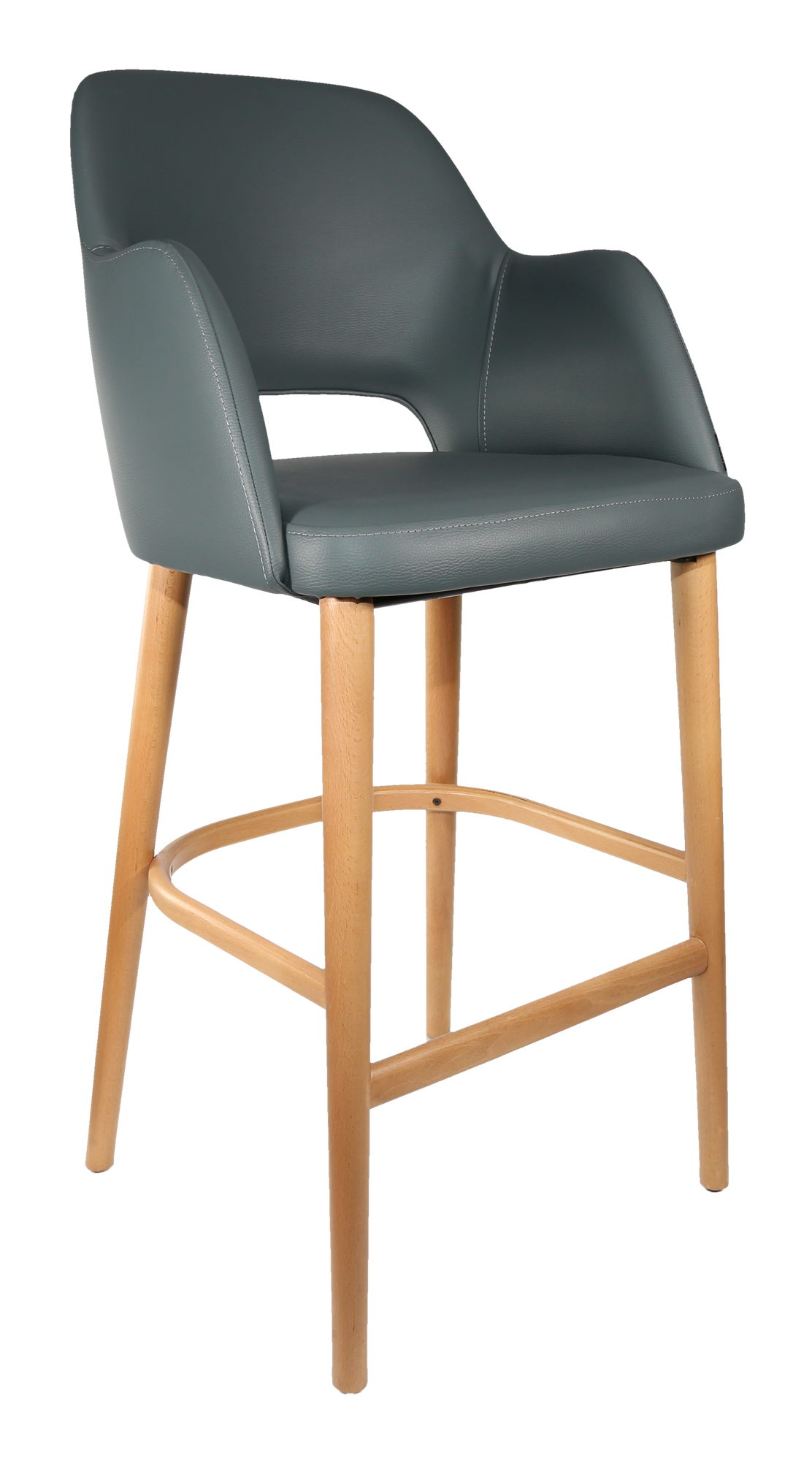 Durafurn Sorbet Stool - Trojan Oak Legs/Anthracite Vinyl