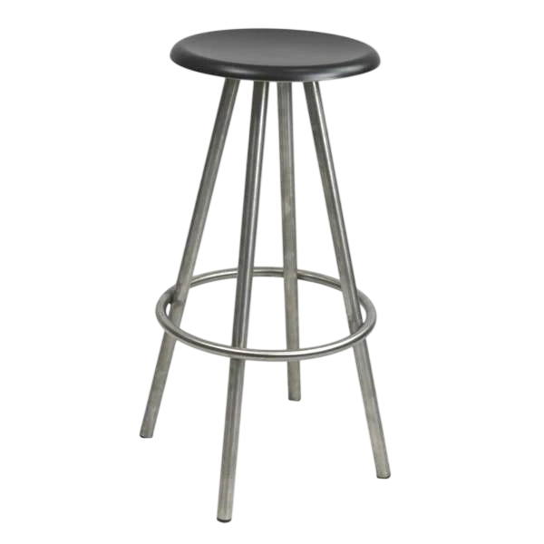 Durafurn Cruza Stainless Steel Stool with Gentas Black Stool Top