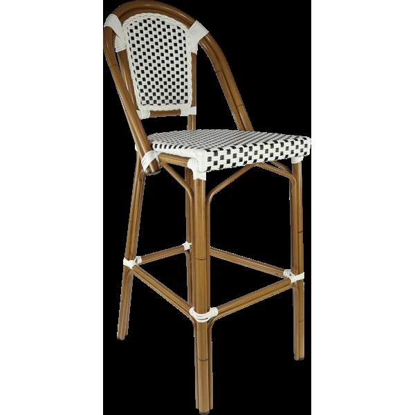 Durafurn Eiffel 750 Barstool - Natural Frame - White/Black Standard