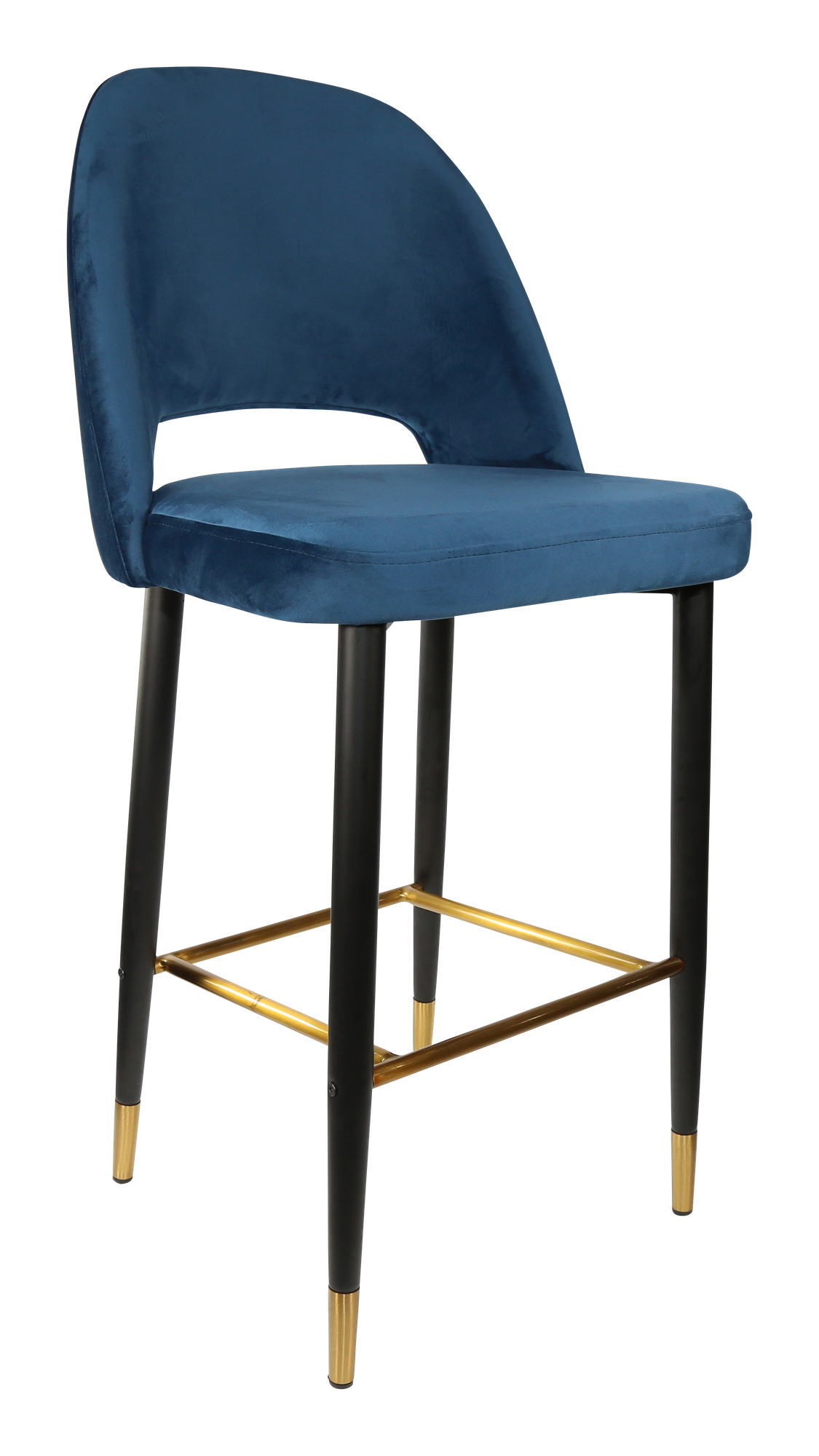 Durafurn Semifreddo Stool - Black Metal 750h Legs/Denim Velvet