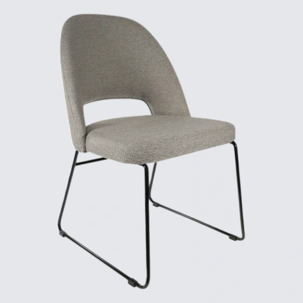 Durafurn Semifreddo Chair - Black Sled Base/Taupe Woven Fabric
