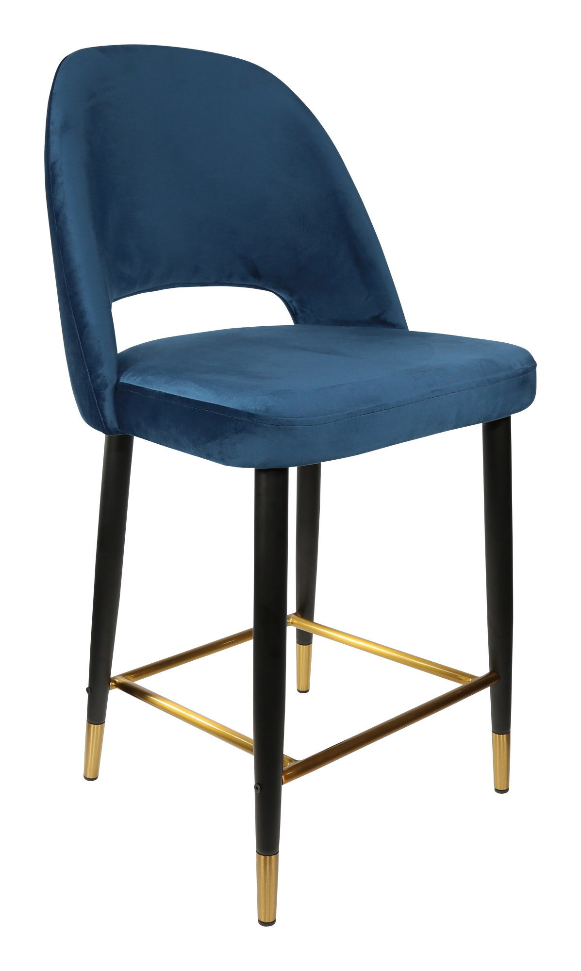 Durafurn Semifreddo Counter Stool - Black Metal 650h Legs/Denim Velvet