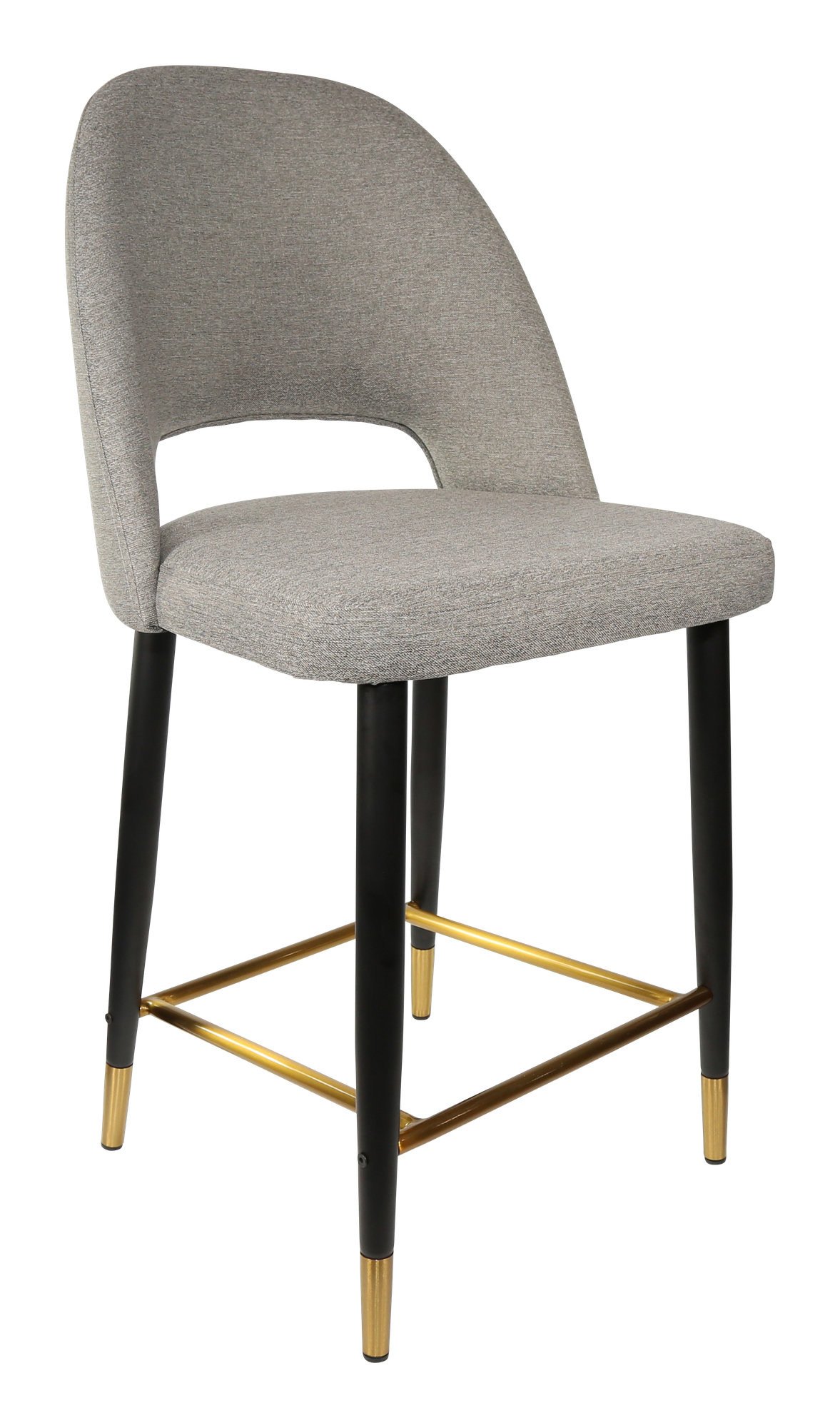 Durafurn Semifreddo Counter Stool - Black Metal 650h Legs/Taupe Woven Fabric