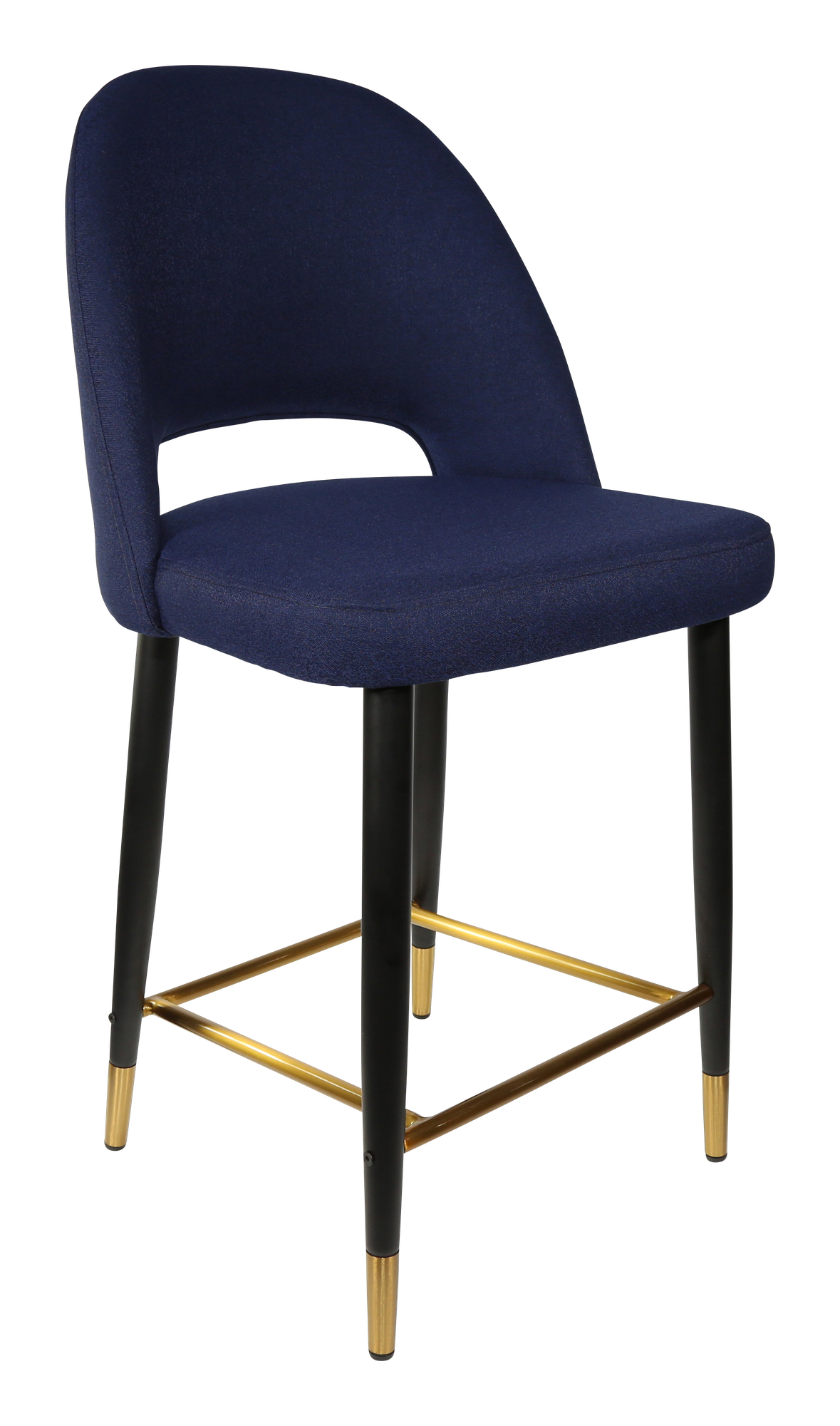 Durafurn Semifreddo Counter Stool - Black Metal 650h Legs/Navy Woven Fabric