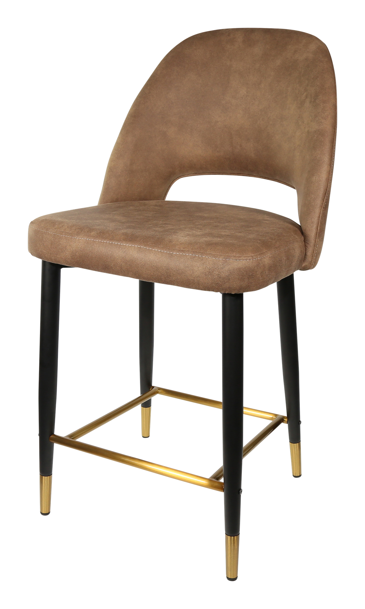 Durafurn Semifreddo Counter Stool - Black Metal 650h Legs/Mocha Fabric