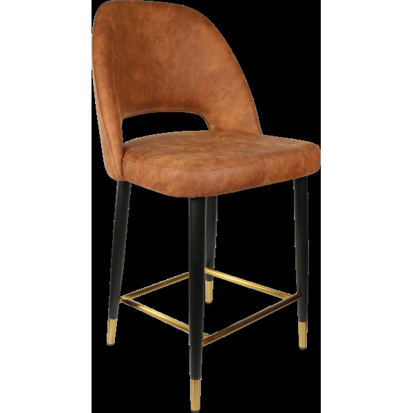 Durafurn Semifreddo Counter Stool - Black Metal 650h Legs/Tan Fabric